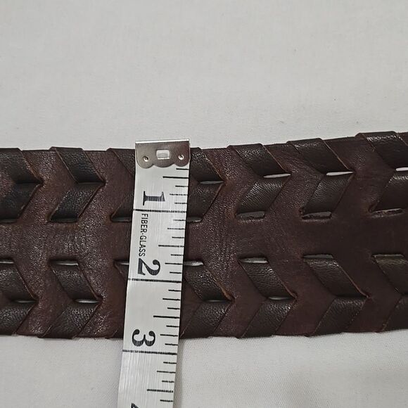 Brown Woven Leather Belt with Metal Buckle - Picture 4 of 7